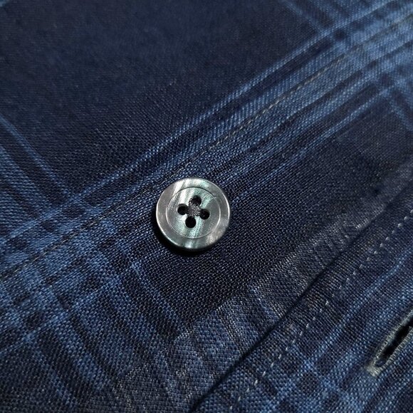 TODD SNYDER Men's Large Made in Portugal 100% Linen Plaid Button Up Shirt - Picture 8 of 11